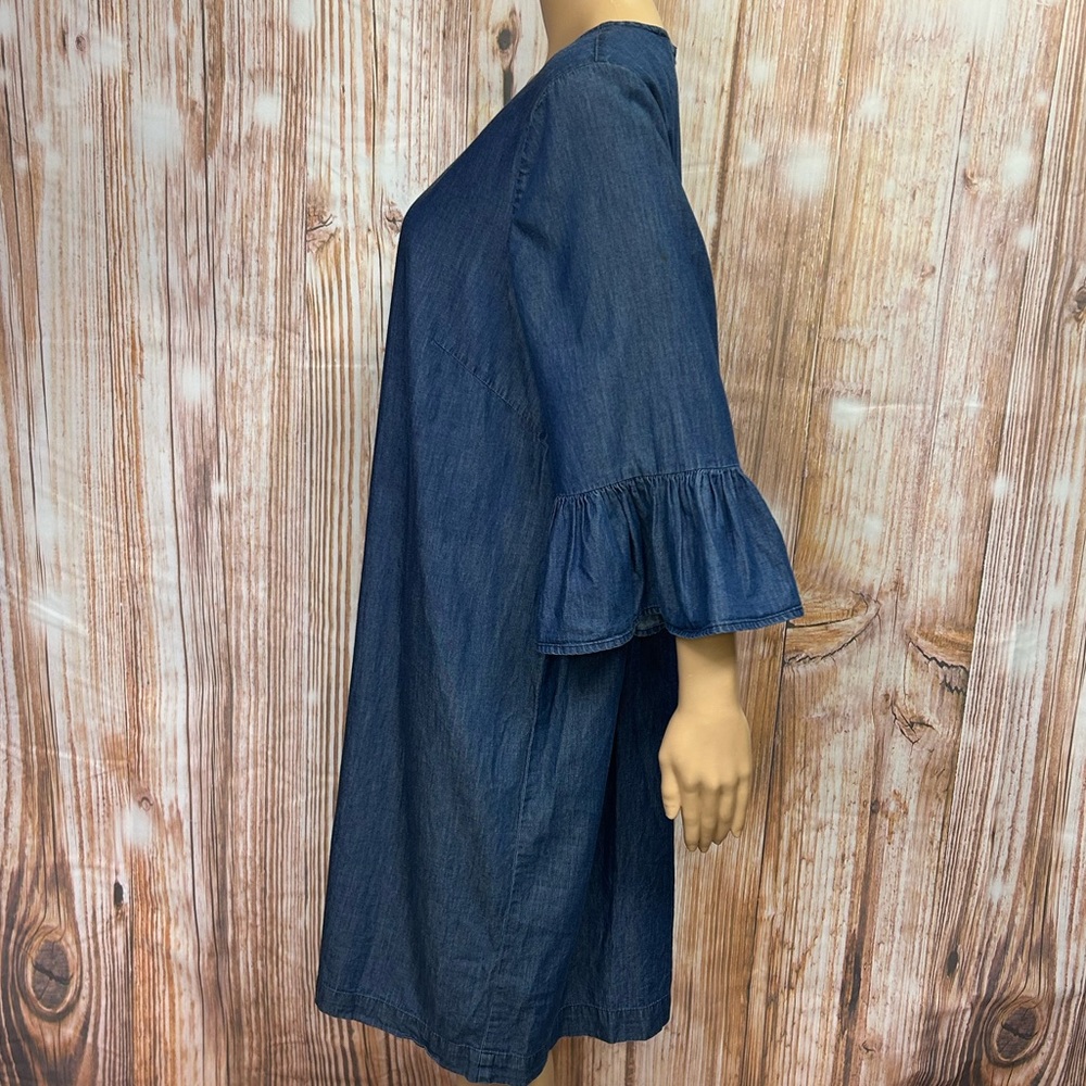 Eloquii Plus Size Ruffled Sleeve Chambray Shift D… - image 4